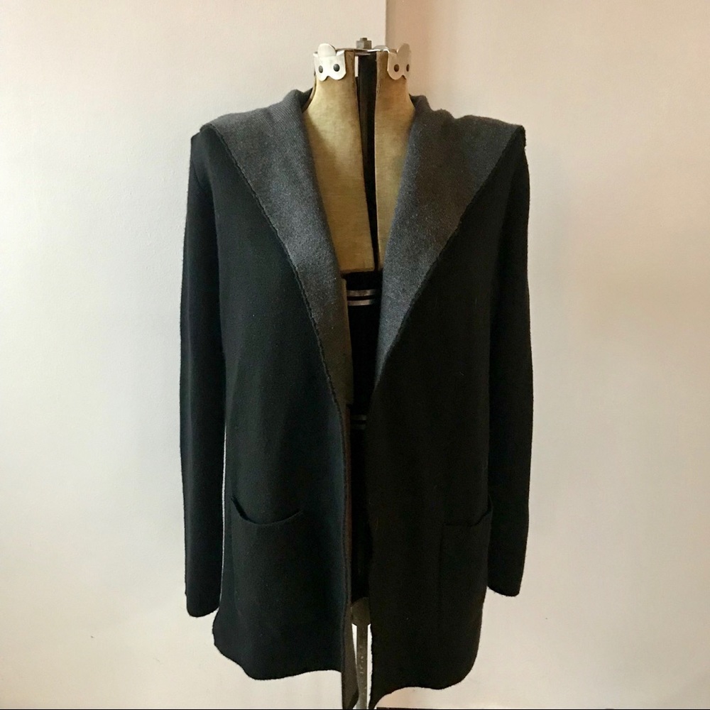 Black Wool Sweater Coat (L)
